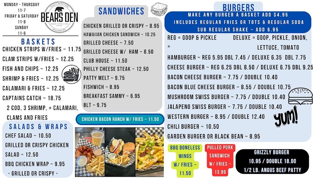 Bears Den Menu image 1