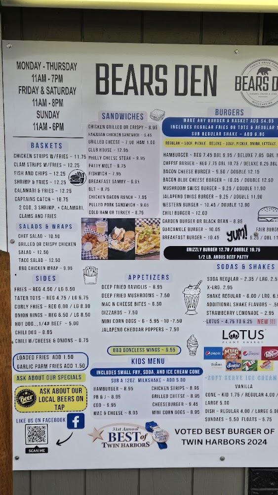 Bears Den Menu image 2